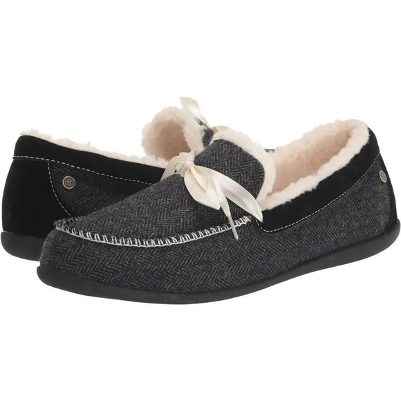 Spenco girl's Faux Furr Birch Slip On Black Slip Resistant Shoes Size 5 - Picture 1 of 8